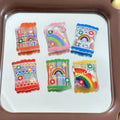 Rainbow Printed Square Acrylic Beads 25mm Colorful Snack Bag 10pcs