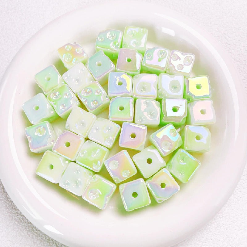 Light In The Dark Square Acrylic Beads 14.5mm Cheese Cube 10pcs 9