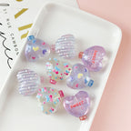 Decorative Heart Shaped 22mm Acrylic Beads with Double Sided Cherry Print 10pcs 5
