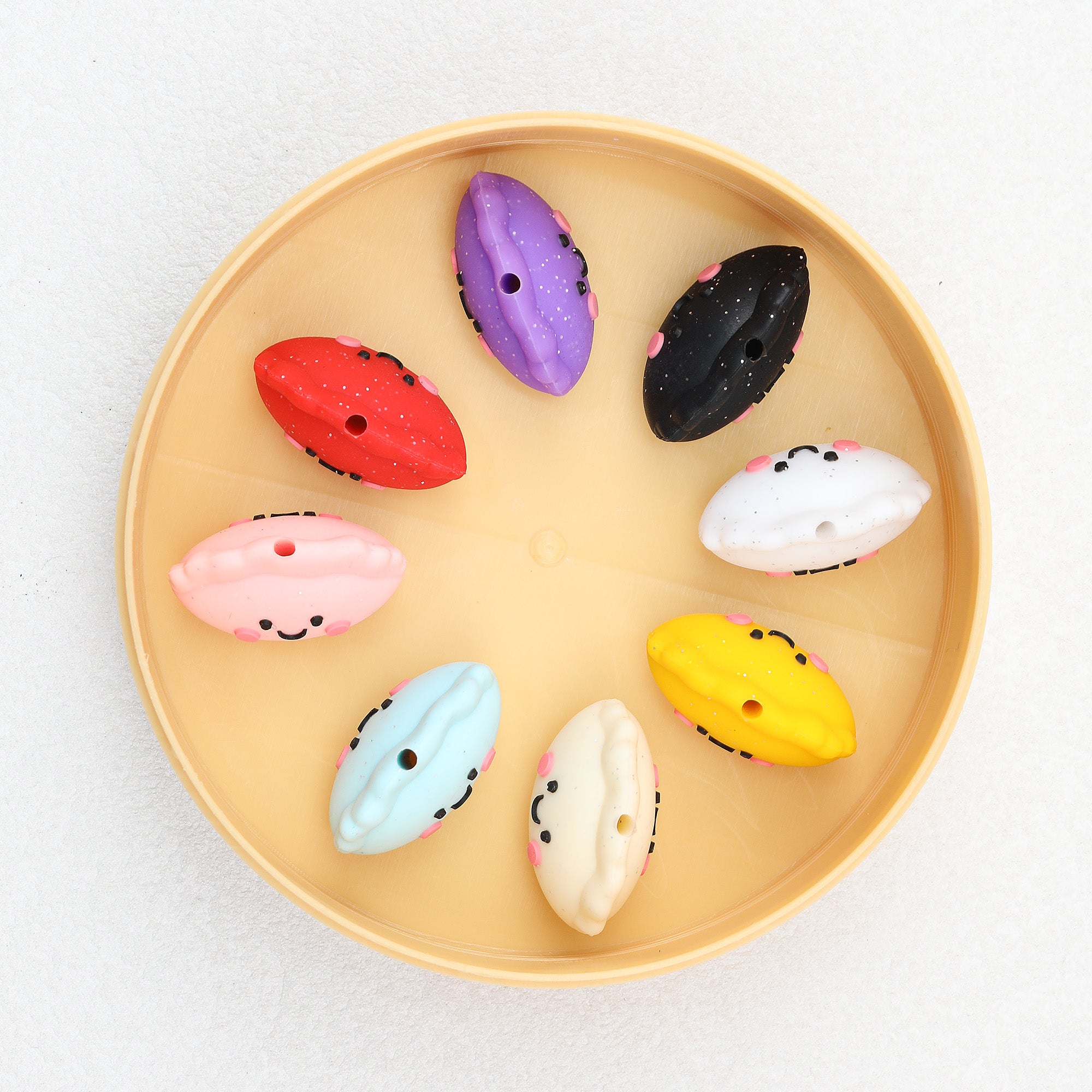 Cute 3D Glitter Dumpling Silicone Focal Beads 20pcs 4