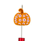 Silicone 3D Focal Beads Halloween Pumpkin White Flower Pink Center 20pcs 2