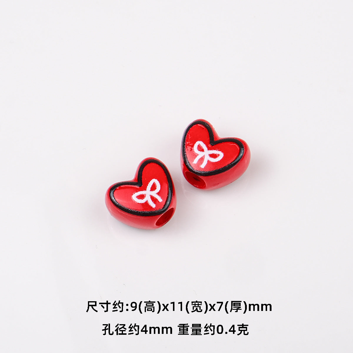Bowknot Outline Heart Acrylic Beads 11mm 40pcs 6