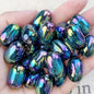 Electroplated Opal Jujube Shaped Resin Beads 21mm Iridescent 10pcs 5