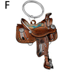 Acrylic Saddle Keychain Vintage Western Cowboy Style 10