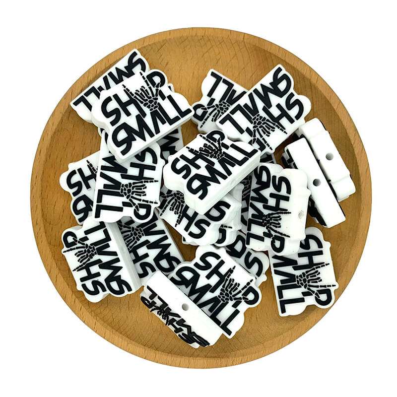 Silicone Focal Beads Skeleton Hand Rock On with Shop Small Text 2