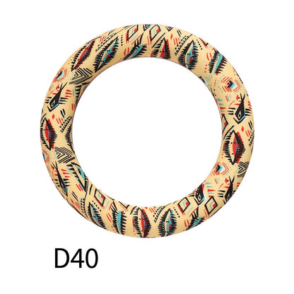 65mm Printed Silicone Beads Round Rings Floral Animal Spots Prints 46