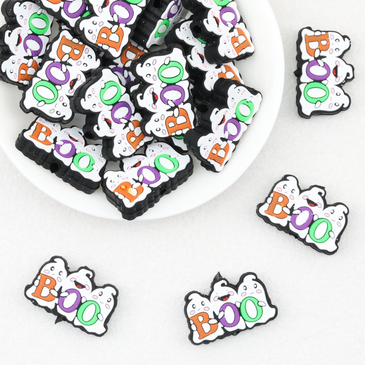 Halloween Boo Ghost Silicone Focal Beads 20pcs