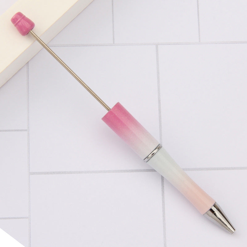 Beadable Plastic Pens Wholesale, Pearlescent Gradient Three-Color Transitions Ballpoint Ink, 11.5mm x 145mm