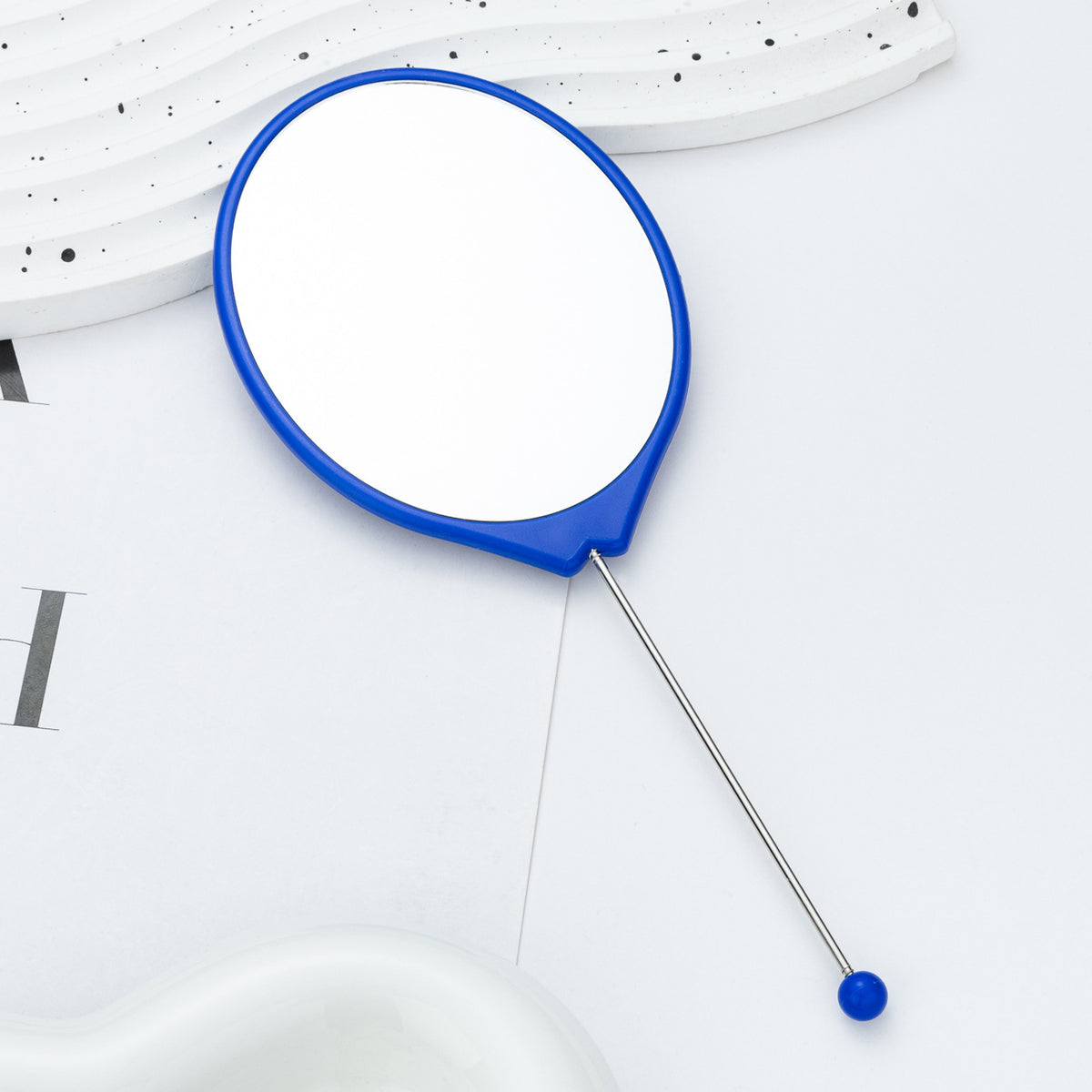 Beadable Plastic Mirror Handheld Oval