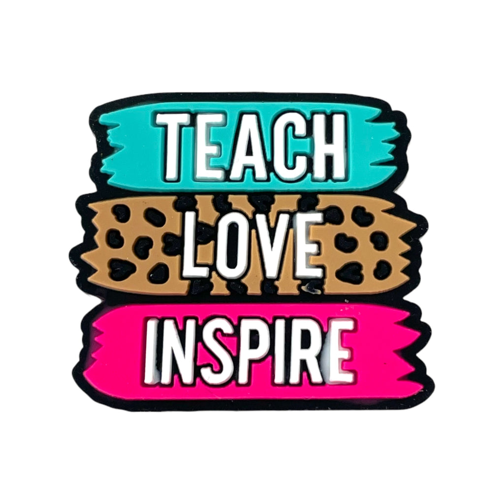 Silicone Focal Beads Teach Love Inspire Stacked Text Bands 20pcs
