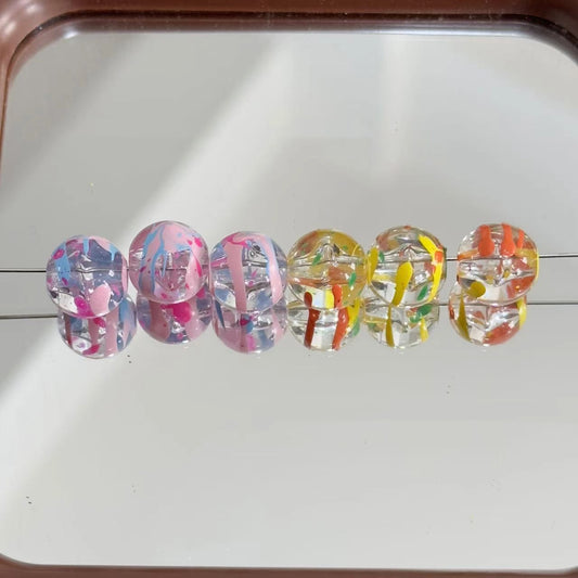 Clear Round Acrylic Beads 12mm Swirl Line Enamel 30pcs