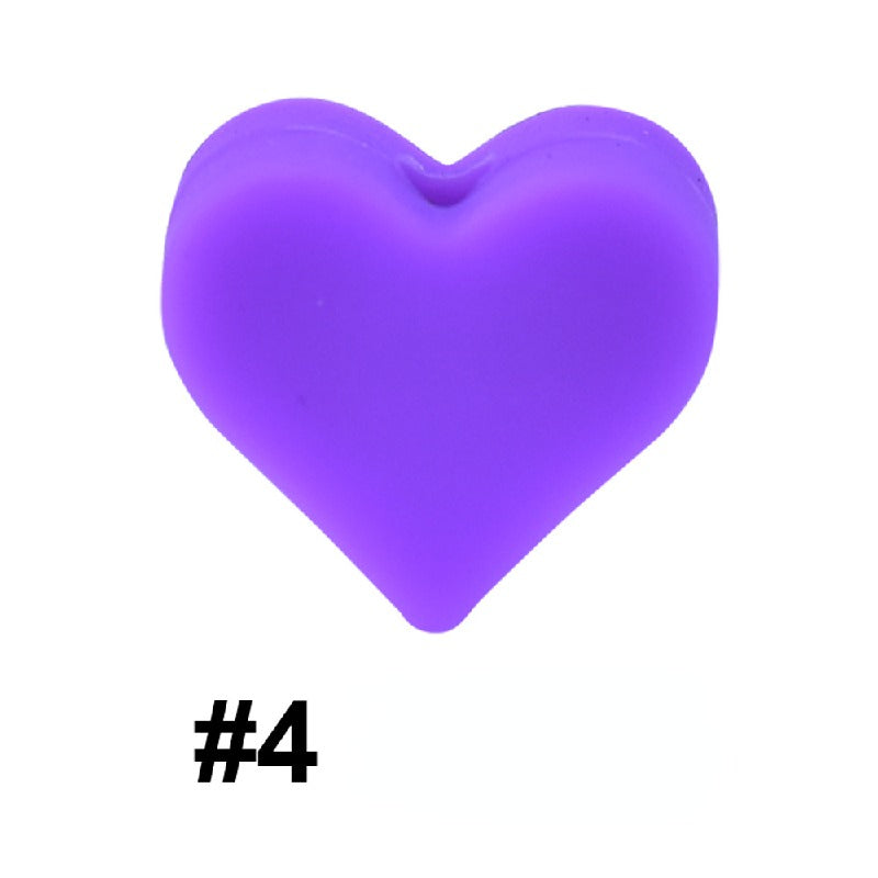 Colorful Pastel Mix Heart 14mm Silicone Beads Solid Color Matte Finish 50pcs 7