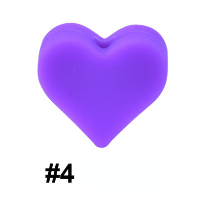 Colorful Pastel Mix Heart 14mm Silicone Beads Solid Color Matte Finish 50pcs 7