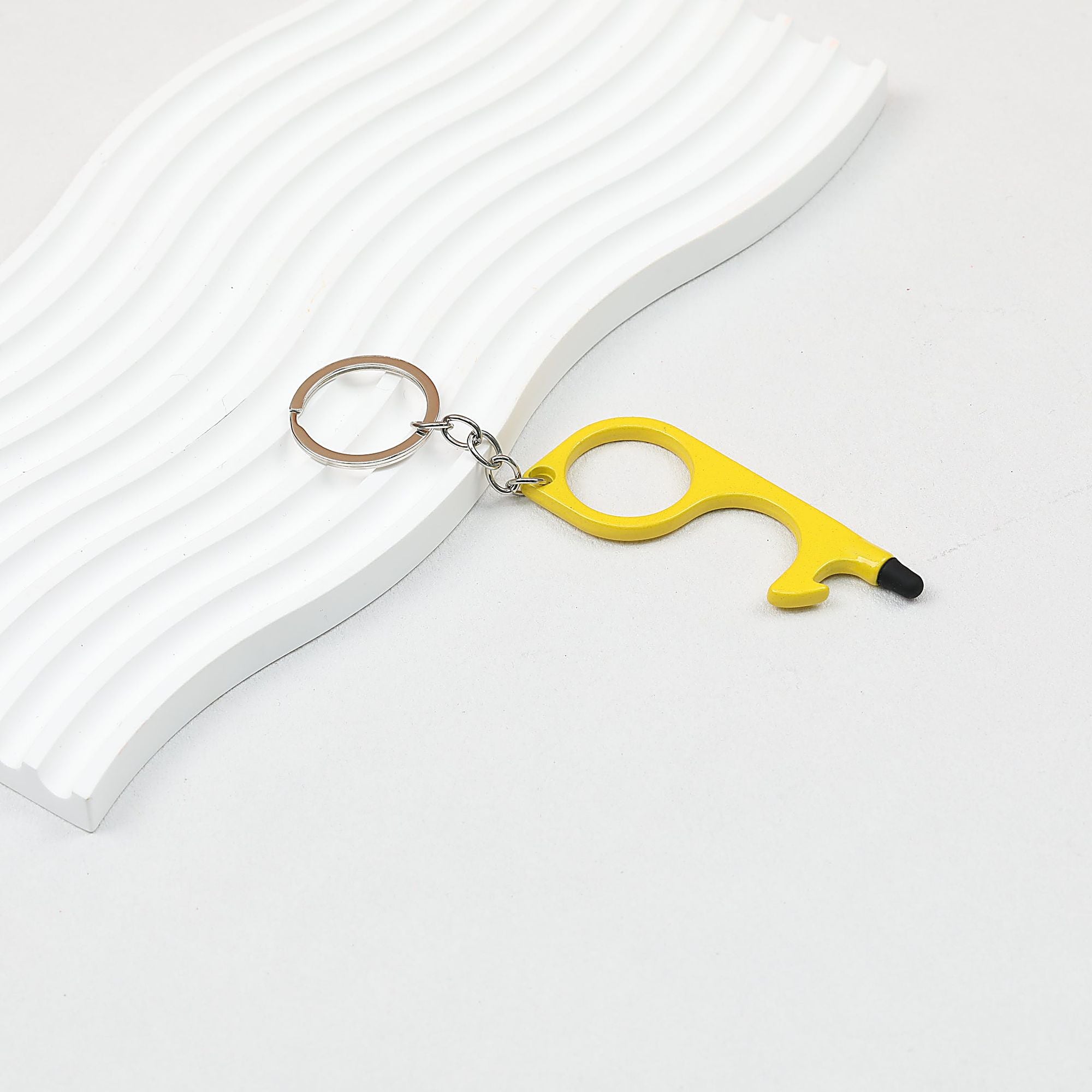 No Touch Door Opener Touchscreen Keychain Multifunctional Alloy - yellow