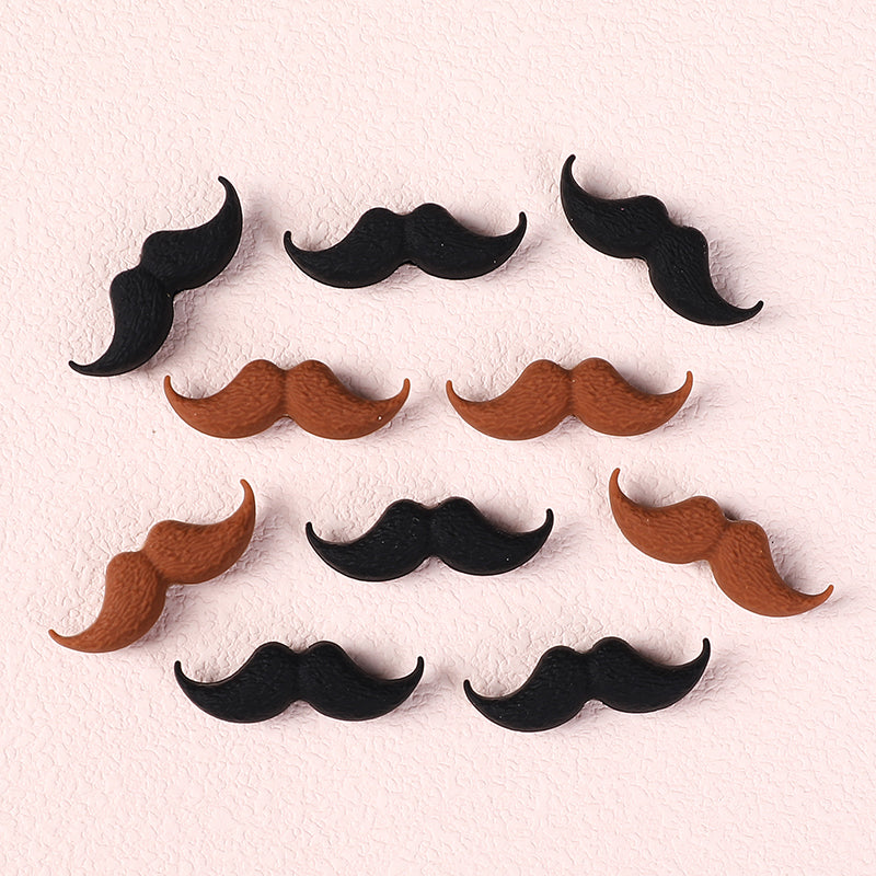 Silicone Focal Beads Beard Handlebar Mustache Textured Curved 20pcs 7