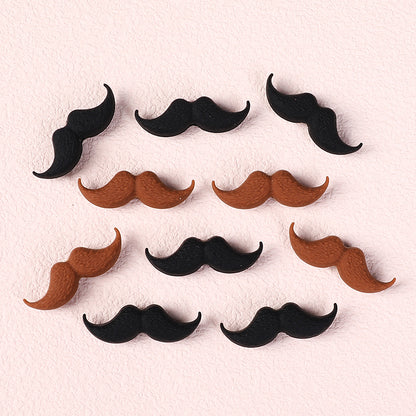 Silicone Focal Beads Beard Handlebar Mustache Textured Curved 20pcs 7