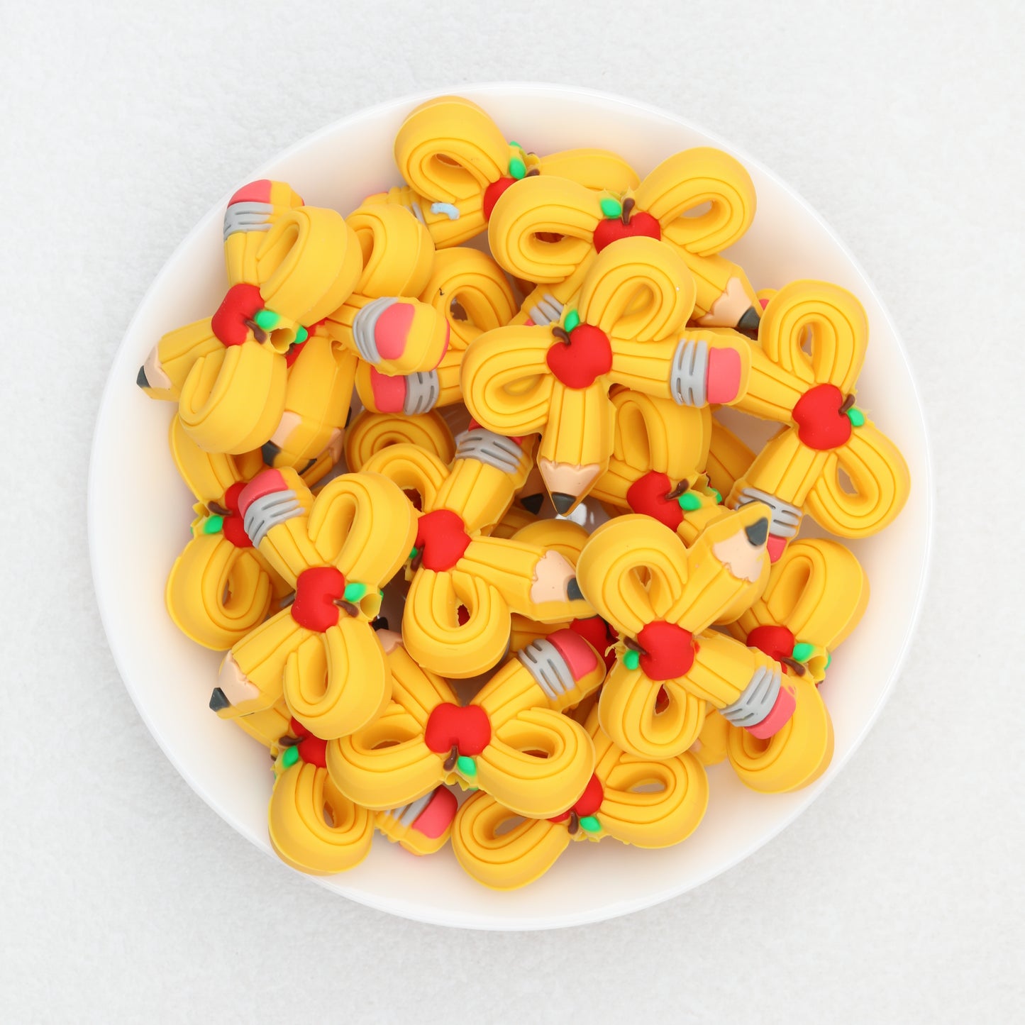 3D Colored Pencil Bow Silicone Focal Beads 20pcs 3