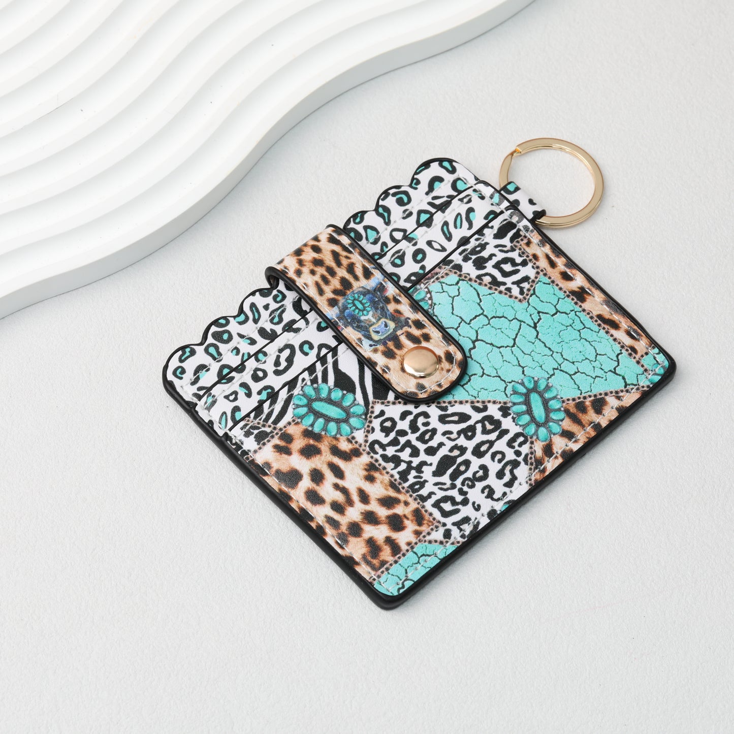 PU Card Holder Keychain Multi Patterned