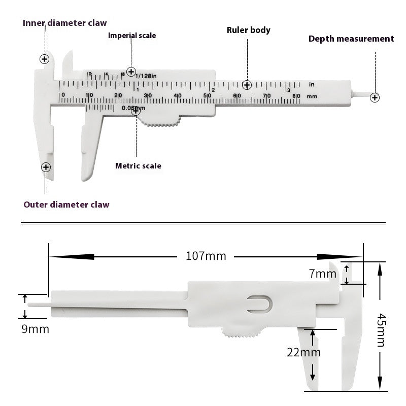 Dual Scale ABS Plastic Measuring Vernier Calipers 10cm 2pcs 3