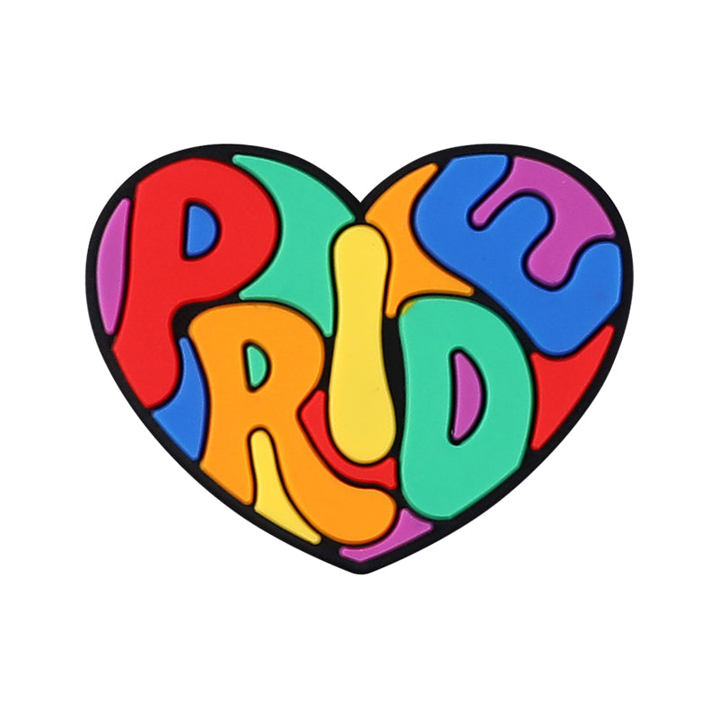 Silicone Focal Beads Rainbow Pride Bold Typography Hearts 20pcs 13