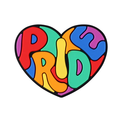 Silicone Focal Beads Rainbow Pride Bold Typography Hearts 20pcs 13