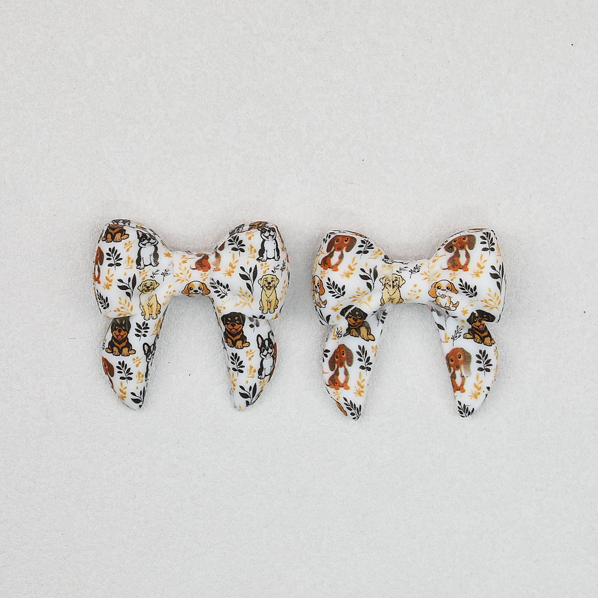 3D Printed Bow Shape Silicone Beads Colorful Pattern 10pcs - 6