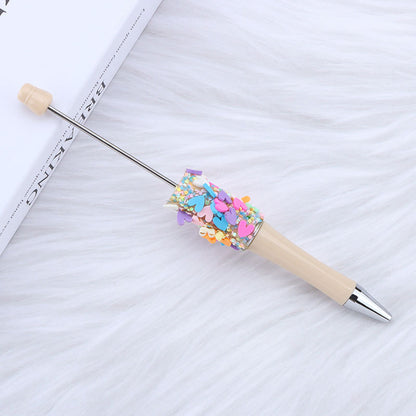 Beadable Pen with Heart Confetti and Rhinestone 11