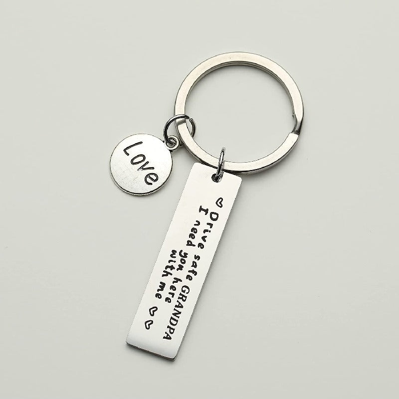 Stainless Steel Driving Safety Keychain Car Charm Engraved Drive Safe 3