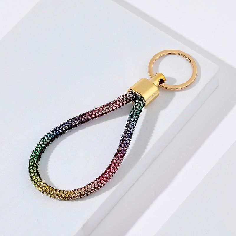 Rhinestone Keychain Metal Rainbow Gradient with Gold Clasp 3