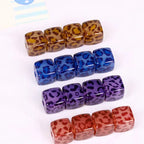 Jelly Colored Leopard Print Acrylic Square Beads 14mm 10pcs