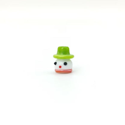 Lampwork Glass Beads Christmas Hat Snowman 15mm Hand Painted 4pcs 9