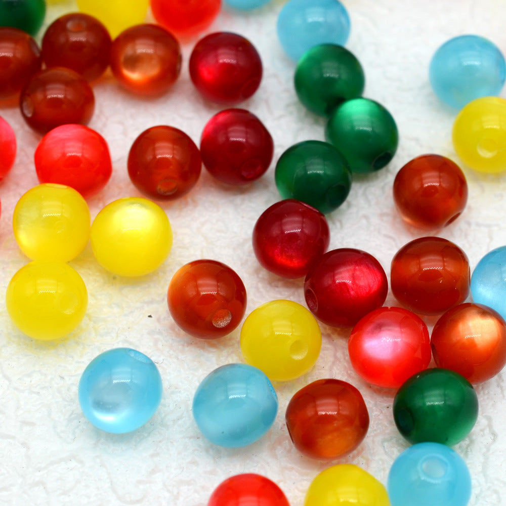 Jelly Color Imitation Cat Eye Resin Round Beads 8mm 10mm 100pcs 3