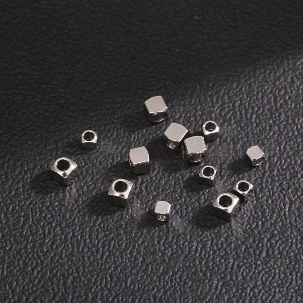 Stainless Steel Square Metal Beads 3mm 4mm Chamfered Polished 100pcs