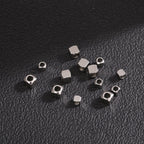 Stainless Steel Square Metal Beads 3mm 4mm Chamfered Polished 100pcs