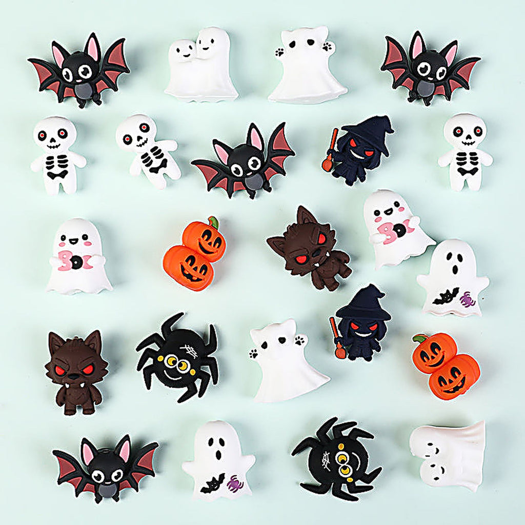 Silicone Halloween 3D Focal Beads Spooky Characters 20pcs
