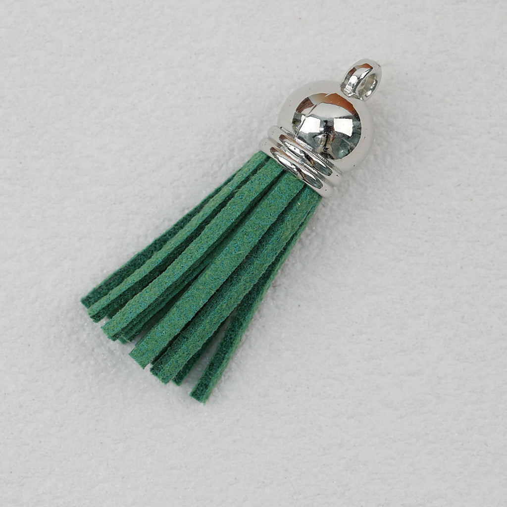 Leather Tassel Charms Small 3.8cm Mixed Colors Silver Cap 100pcs