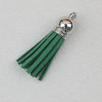Leather Tassel Charms Small 3.8cm Mixed Colors Silver Cap 100pcs