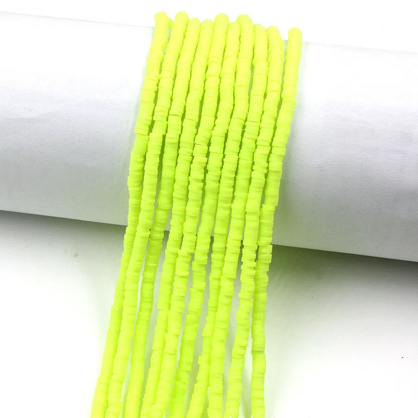 Flat Clay Beads 4mm Solid Color Polymer Disc 10strands 13