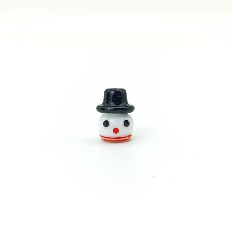Lampwork Glass Beads Christmas Hat Snowman 15mm Hand Painted 4pcs 7