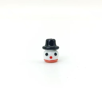 Lampwork Glass Beads Christmas Hat Snowman 15mm Hand Painted 4pcs 7