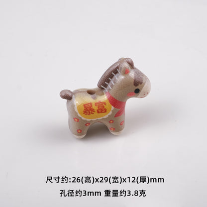 Colorful Pony Shaped Acrylic Beads 26x29x12mm Hole 3mm 20pcs 9