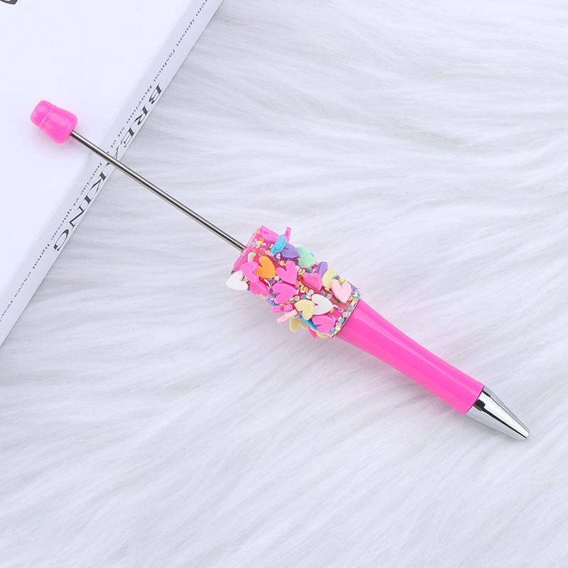 Beadable Pen with Heart Confetti and Rhinestone 10