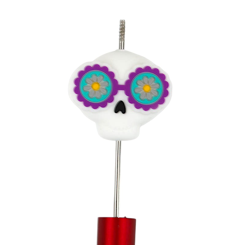 Silicone 3D Focal Beads Halloween Skull Purple Sunflower Sunglasses 20pcs 2