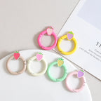 Strawberry Painted Circle Zinc Alloy Trigger Spring Keyrings 6pcs 32mm 2