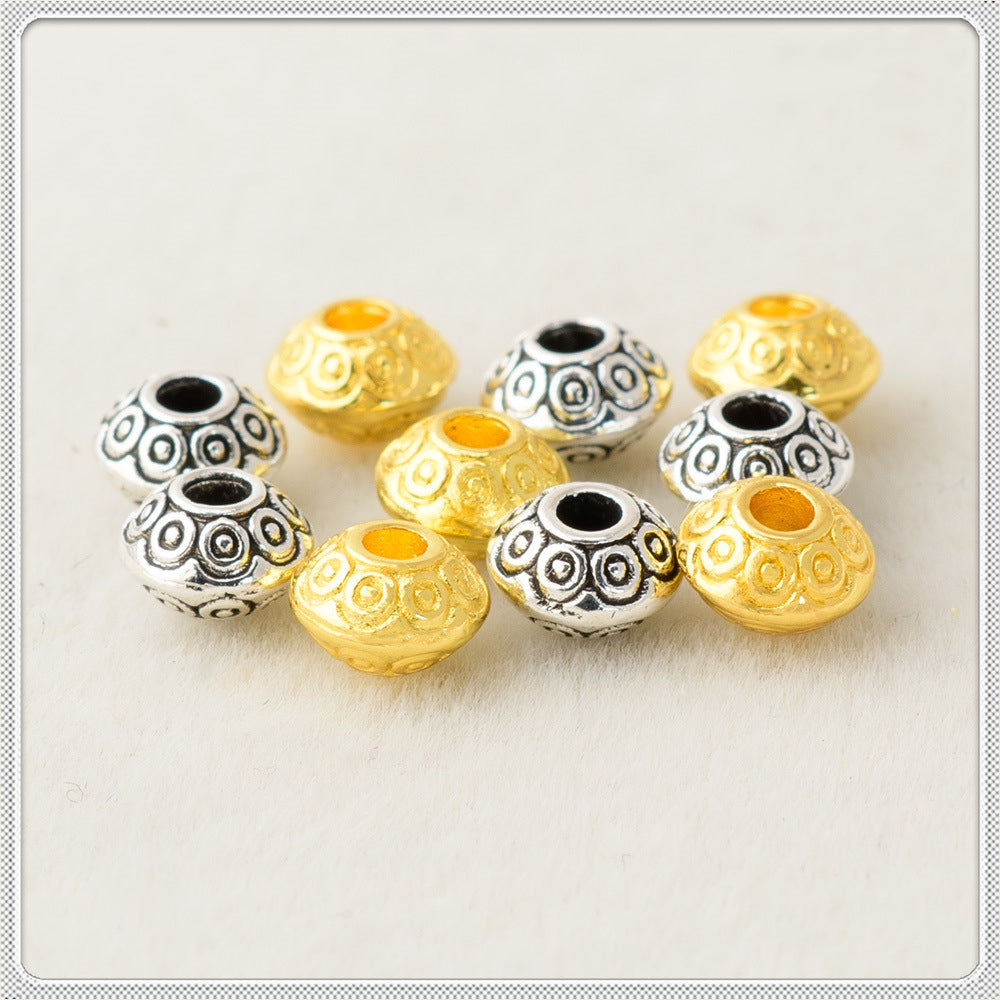 Alloy Polka Dot Patterned Spacer Beads 5mm Tibetan Style 100pcs