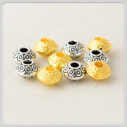 Alloy Polka Dot Patterned Spacer Beads 5mm Tibetan Style 100pcs