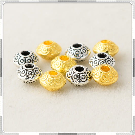 Alloy Polka Dot Patterned Spacer Beads 5mm Tibetan Style 100pcs