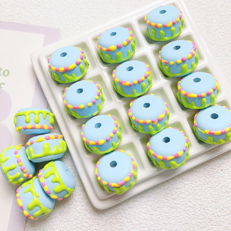 Painted Cake Acrylic Beads 14x20mm Colorful Dripping Icing 10pcs 8