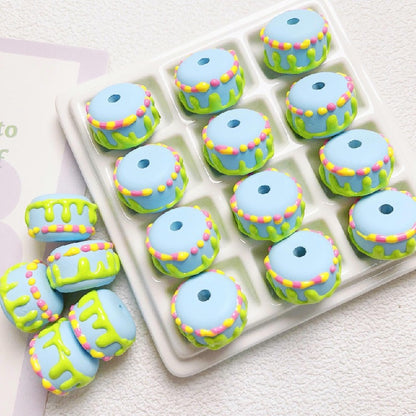 Painted Cake Acrylic Beads 14x20mm Colorful Dripping Icing 10pcs 8