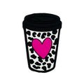 Silicone Focal Beads Heart Cup Leopard Print Pink Heart 20pcs